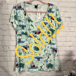 Disney x Box Lunch Collab Peter Pan Neverland Map Top L NWT